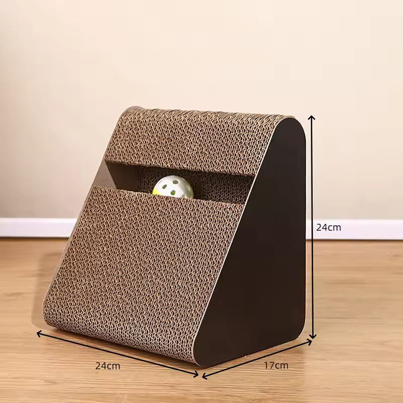 Arranhador Interativo 2 em 1 para Gatos – Bola Giratória + Papelão